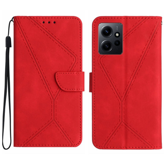 For Xiaomi Redmi Note 12 4G Stitching Embossed Leather Phone Case(Red) by buy2fix