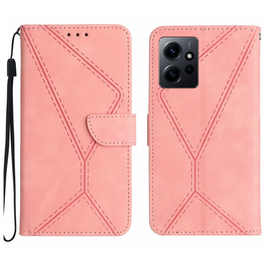 For Xiaomi Redmi Note 12 4G Stitching Embossed Leather Phone Case(Pink) by buy2fix