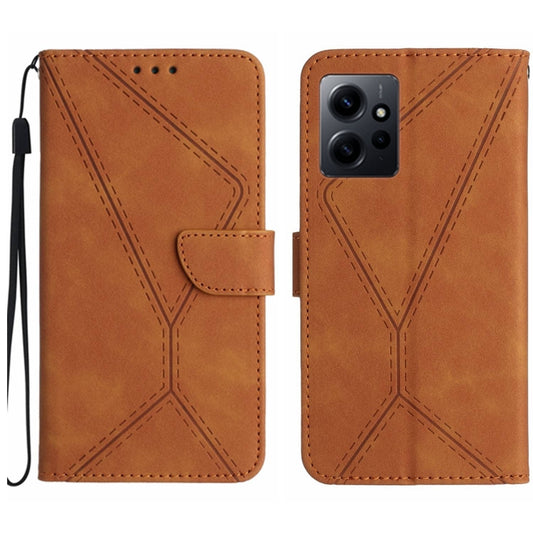For Xiaomi Redmi Note 12 4G Stitching Embossed Leather Phone Case(Brown) by buy2fix