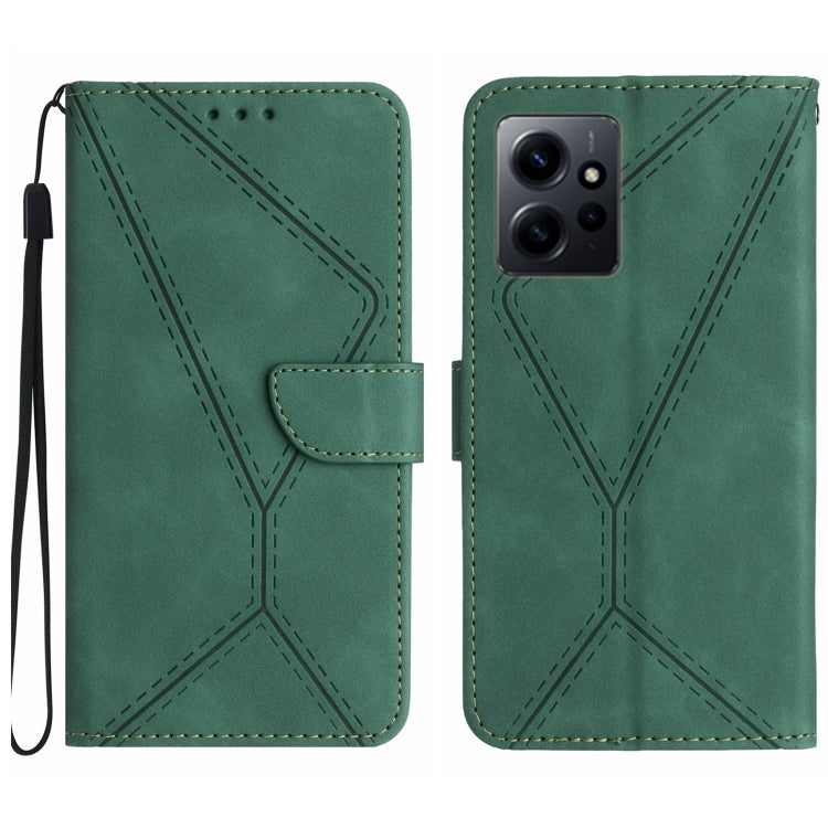 For Xiaomi Redmi Note 12 4G Stitching Embossed Leather Phone Case(Green) by buy2fix