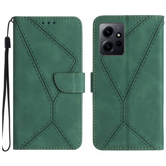 For Xiaomi Redmi Note 12 4G Stitching Embossed Leather Phone Case(Green) by buy2fix