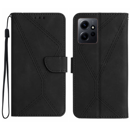 For Xiaomi Redmi Note 12 4G Stitching Embossed Leather Phone Case(Black) by buy2fix