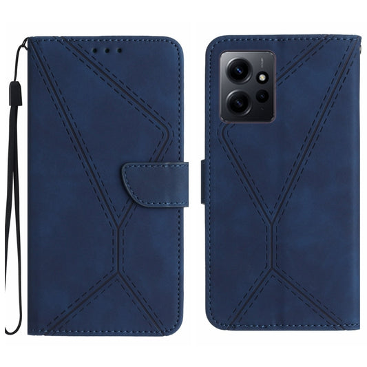 For Xiaomi Redmi Note 12 4G Stitching Embossed Leather Phone Case(Blue) by buy2fix