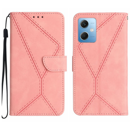For Xiaomi Redmi Note 12 5G Stitching Embossed Leather Phone Case(Pink) by buy2fix