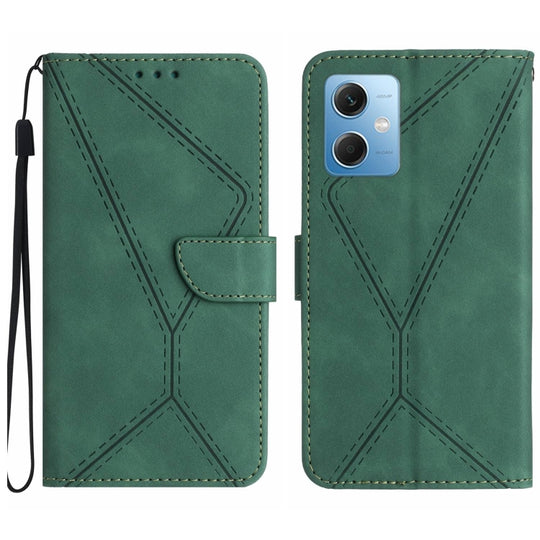 Pour Xiaomi Redmi Note 12 5G Étui de téléphone en cuir gaufré avec coutures (vert)