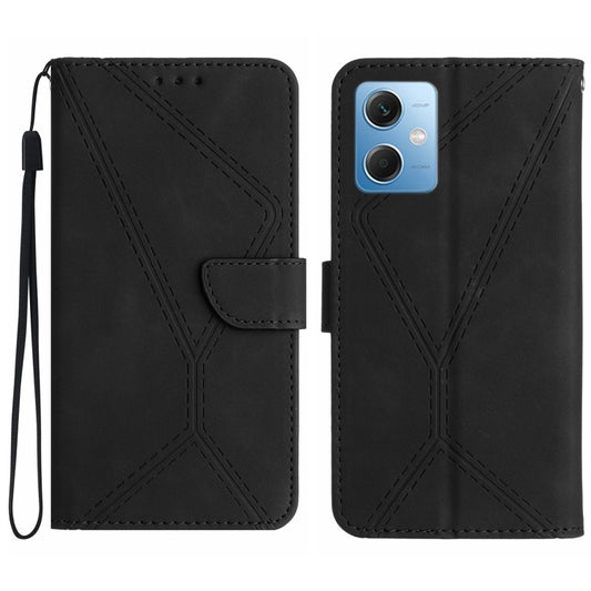 For Xiaomi Redmi Note 12 5G Stitching Embossed Leather Phone Case(Black) by buy2fix