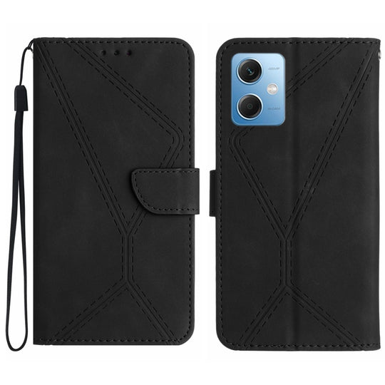 Pour Xiaomi Redmi Note 12 5G Étui de téléphone en cuir gaufré avec coutures (noir)