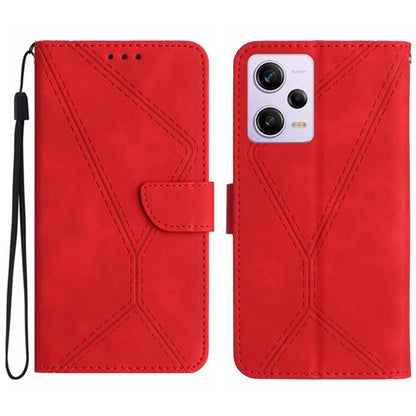 For Xiaomi Redmi Note 12 Pro+ Stitching Embossed Leather Phone Case(Red) by buy2fix