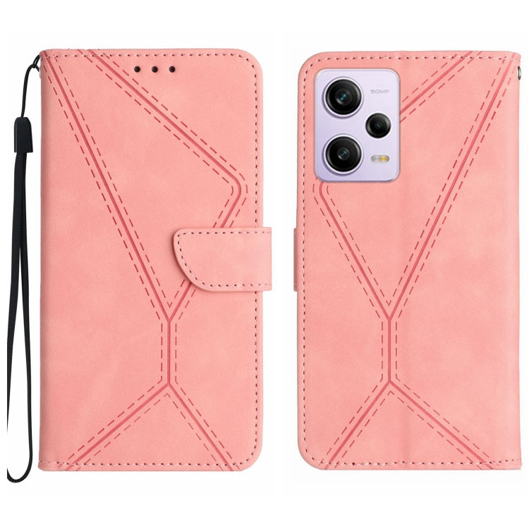 For Xiaomi Redmi Note 12 Pro+ Stitching Embossed Leather Phone Case(Pink) by buy2fix