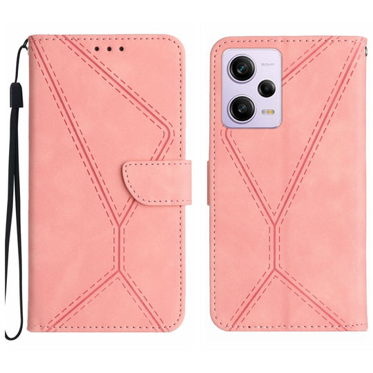 Pour Xiaomi Redmi Note 12 Pro + Étui de téléphone en cuir gaufré avec coutures (rose)