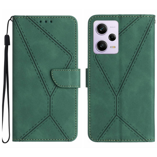 Pour Xiaomi Redmi Note 12 Pro + Étui de téléphone en cuir gaufré avec coutures (vert)