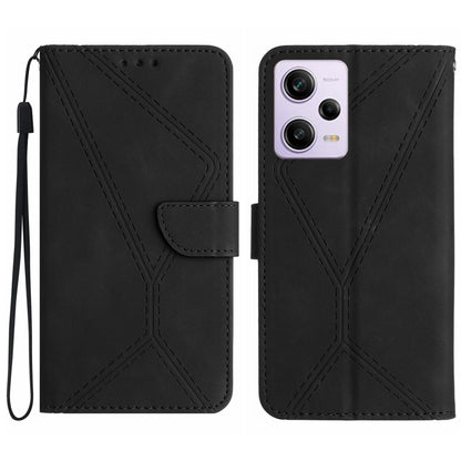 For Xiaomi Redmi Note 12 Pro+ Stitching Embossed Leather Phone Case(Black) by buy2fix