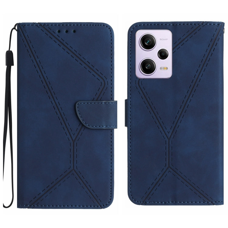 For Xiaomi Redmi Note 12 Pro+ Stitching Embossed Leather Phone Case(Blue) by buy2fix