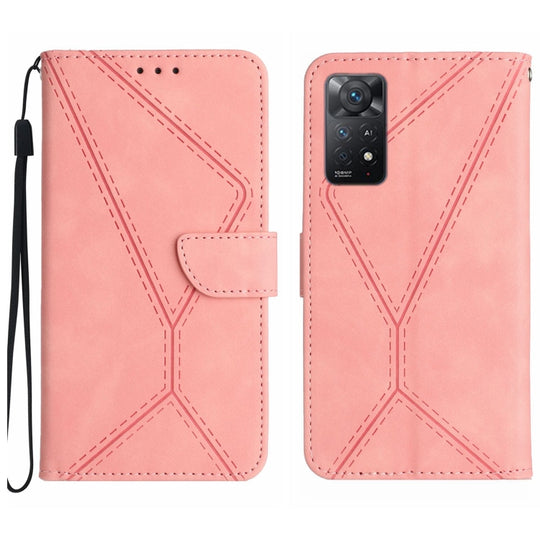 Pour Redmi Note 11 4G Étui de téléphone en cuir gaufré à coutures globales (rose)