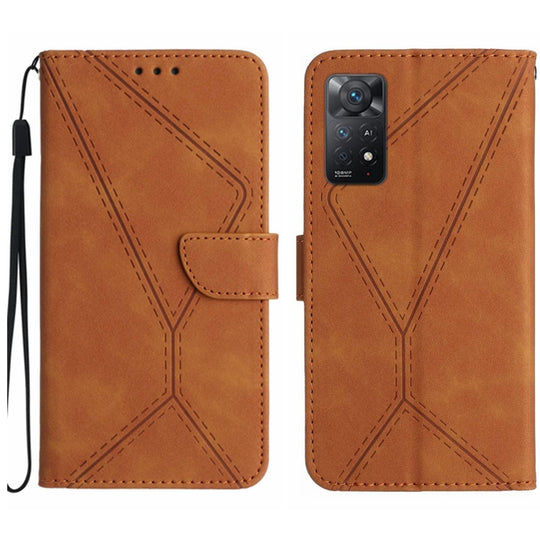 Pour Redmi Note 11 4G Étui de téléphone en cuir gaufré à coutures globales (marron)