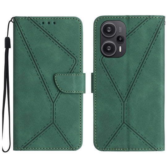 For Xiaomi POCO F5 5G Stitching Embossed Leather Phone Case(Green)