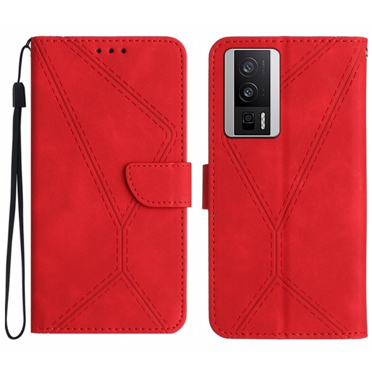 For Xiaomi POCO F5 Pro 5G Stitching Embossed Leather Phone Case(Red) by buy2fix