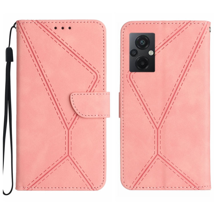 For Xiaomi POCO M5 / M4 5G Stitching Embossed Leather Phone Case(Pink) by buy2fix