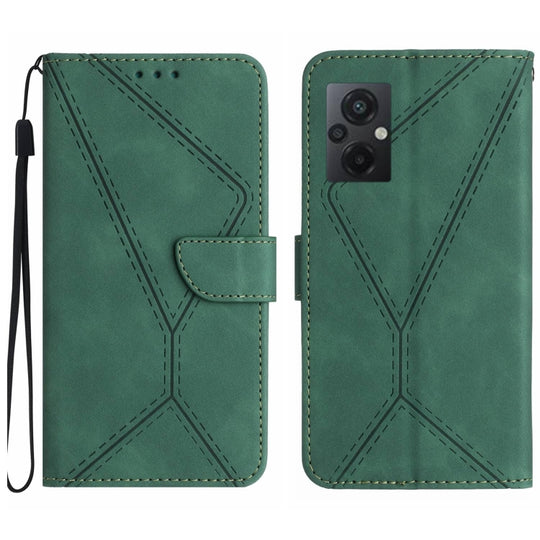 Pour Xiaomi POCO M5 / M4 5G Étui de téléphone en cuir gaufré avec coutures (vert)