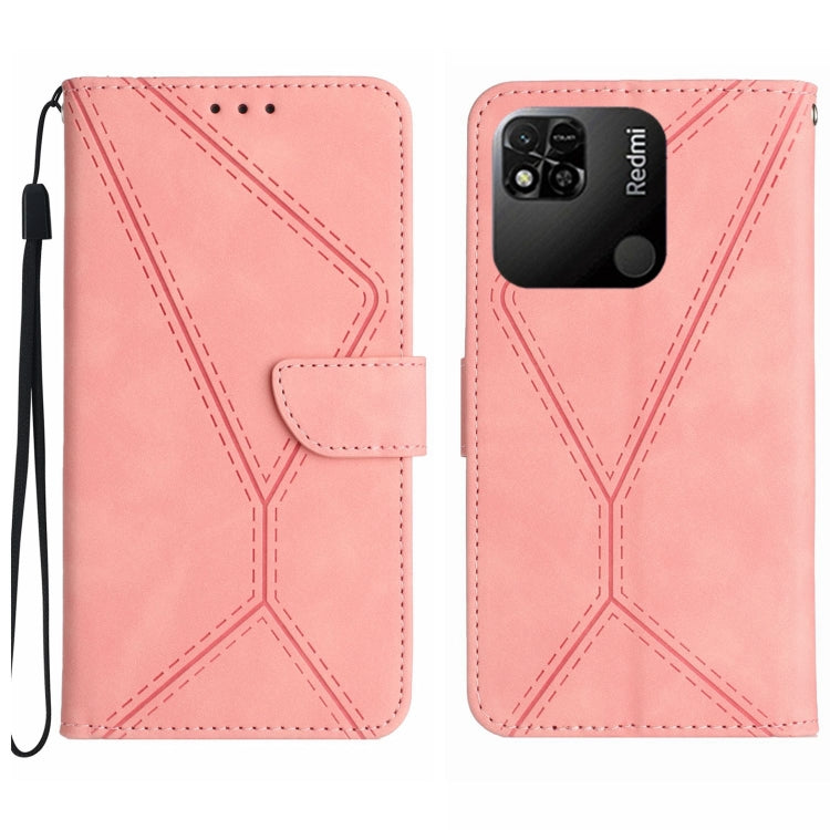 For Xiaomi Redmi 10A Stitching Embossed Leather Phone Case(Pink) by buy2fix