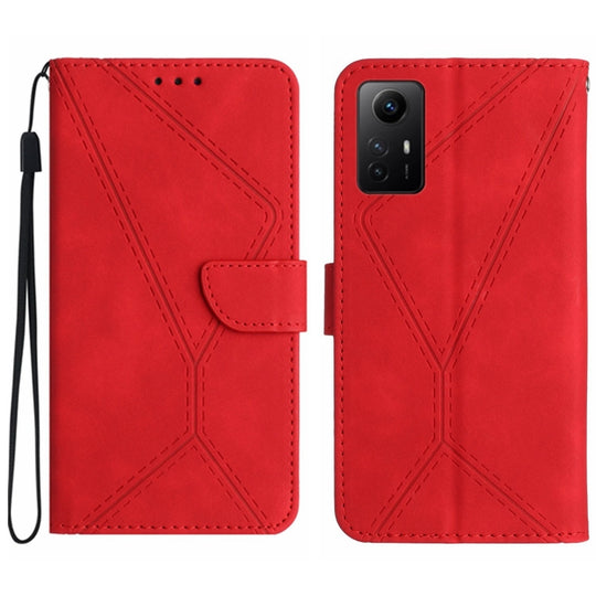 Pour Xiaomi Redmi Note 12S Étui de téléphone en cuir gaufré avec coutures (rouge)