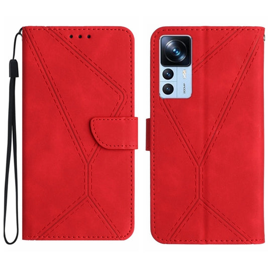 For Xiaomi 12T / 12T Pro Stitching Embossed Leather Phone Case(Red) by buy2fix