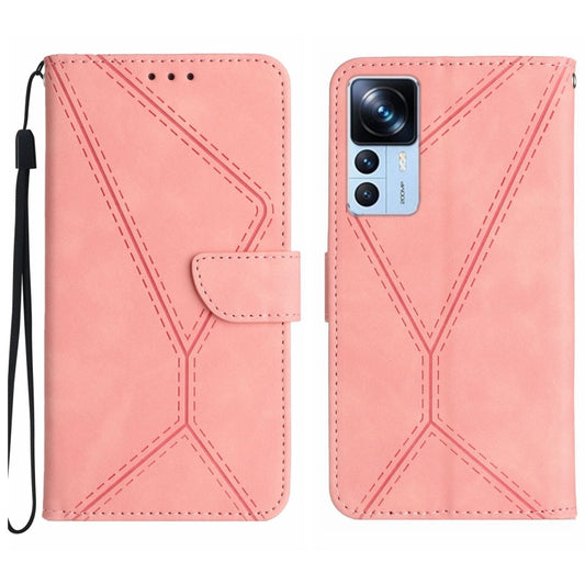 For Xiaomi 12T / 12T Pro Stitching Embossed Leather Phone Case(Pink) by buy2fix