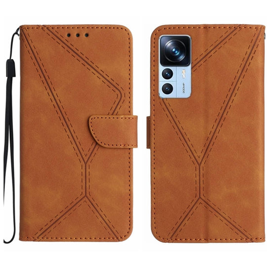 For Xiaomi 12T / 12T Pro Stitching Embossed Leather Phone Case(Brown)