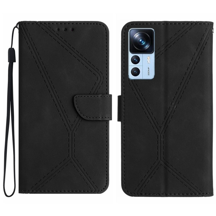 For Xiaomi 12T / 12T Pro Stitching Embossed Leather Phone Case(Black) by buy2fix