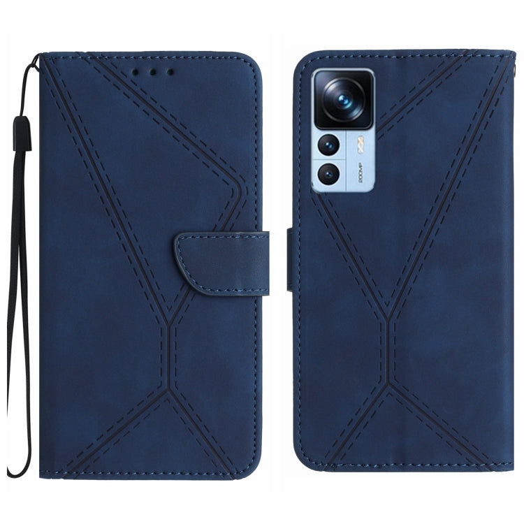 For Xiaomi 12T / 12T Pro Stitching Embossed Leather Phone Case(Blue) by buy2fix