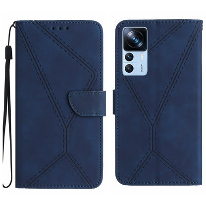 For Xiaomi 12T / 12T Pro Stitching Embossed Leather Phone Case(Blue) by buy2fix