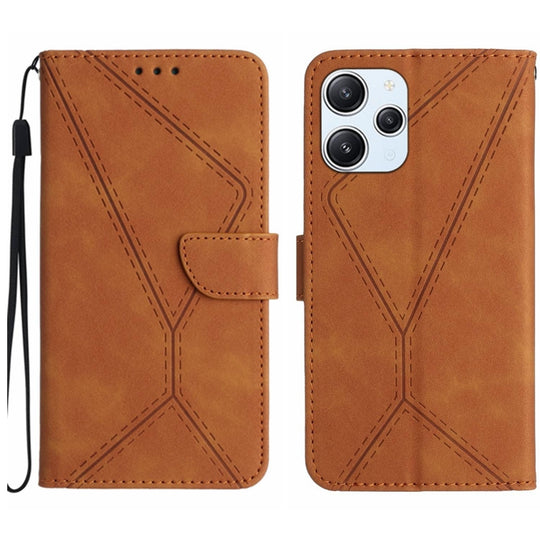 For Xiaomi Redmi 12 4G Global Stitching Embossed Leather Phone Case(Brown)