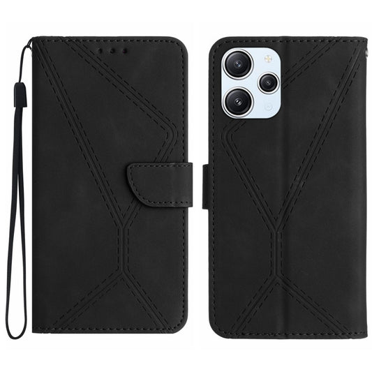 For Xiaomi Redmi 12 4G Global Stitching Embossed Leather Phone Case(Black) by buy2fix