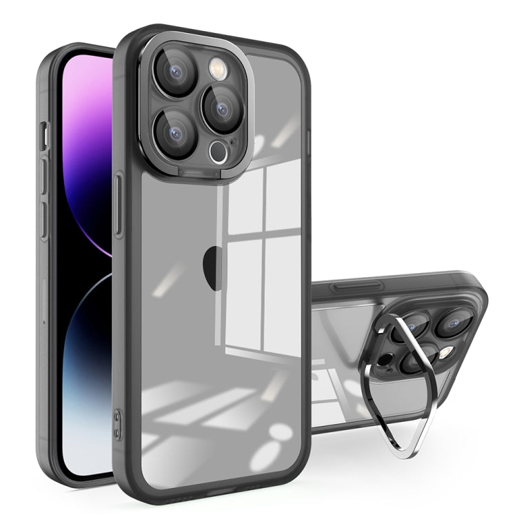 For iPhone 12 Pro Max Invisible Lens Bracket Matte Transparent Phone Case(Black) by buy2fix