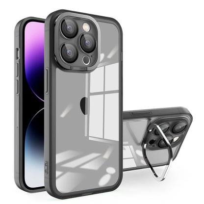 For iPhone 12 Pro Max Invisible Lens Bracket Matte Transparent Phone Case(Black) by buy2fix