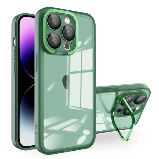 For iPhone 15 Pro Invisible Lens Bracket Matte Transparent MagSafe Phone Case(Dark Green) - iPhone 15 Pro Cases by buy2fix | Online Shopping UK | buy2fix