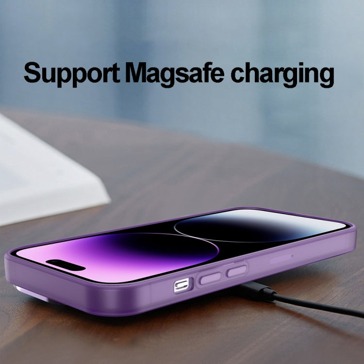 For iPhone 15 Pro Max Invisible Lens Bracket Matte Transparent MagSafe Phone Case(Purple) by buy2fix