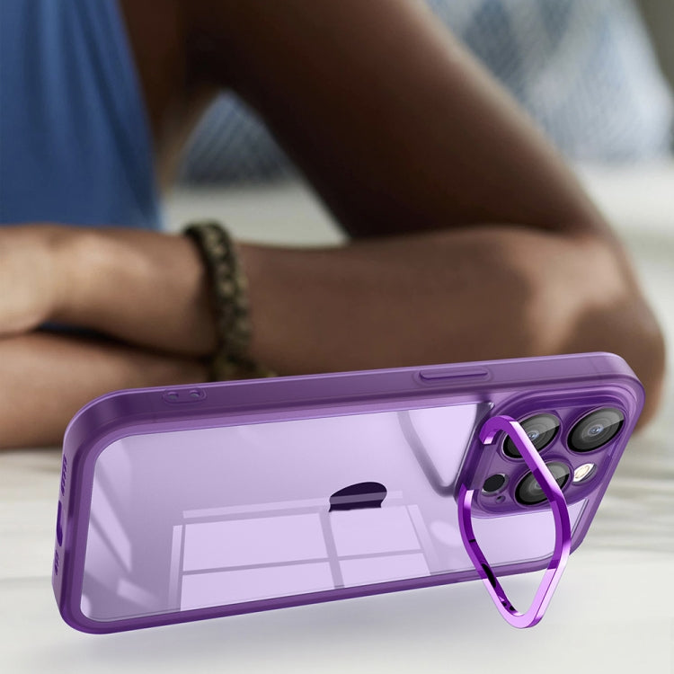 For iPhone 15 Pro Max Invisible Lens Bracket Matte Transparent MagSafe Phone Case(Purple) by buy2fix
