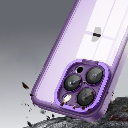 For iPhone 15 Pro Max Invisible Lens Bracket Matte Transparent MagSafe Phone Case(Purple) by buy2fix