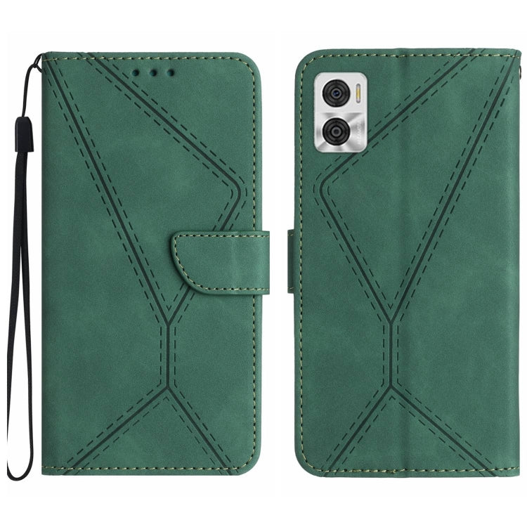 For Motorola Moto E22 / E22i 4G Stitching Embossed Leather Phone Case(Green) - Motorola Cases by buy2fix | Online Shopping UK | buy2fix