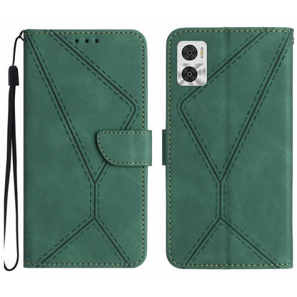 For Motorola Moto E22 / E22i 4G Stitching Embossed Leather Phone Case(Green) - Motorola Cases by buy2fix | Online Shopping UK | buy2fix