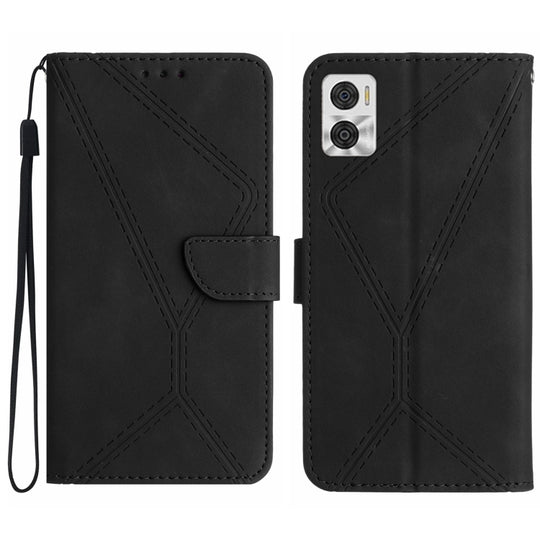For Motorola Moto E22 / E22i 4G Stitching Embossed Leather Phone Case(Black)