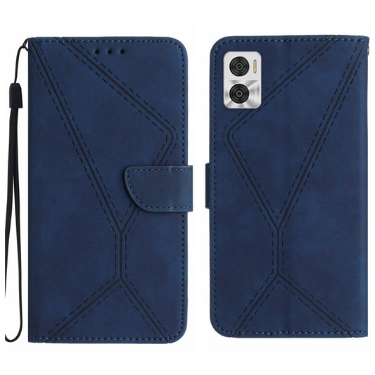 For Motorola Moto E22 / E22i 4G Stitching Embossed Leather Phone Case(Blue) - Motorola Cases by buy2fix | Online Shopping UK | buy2fix