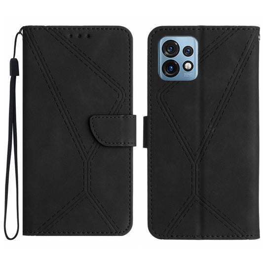 For Motorola Edge 40 Pro 5G Stitching Embossed Leather Phone Case(Black) - Motorola Cases by buy2fix | Online Shopping UK | buy2fix