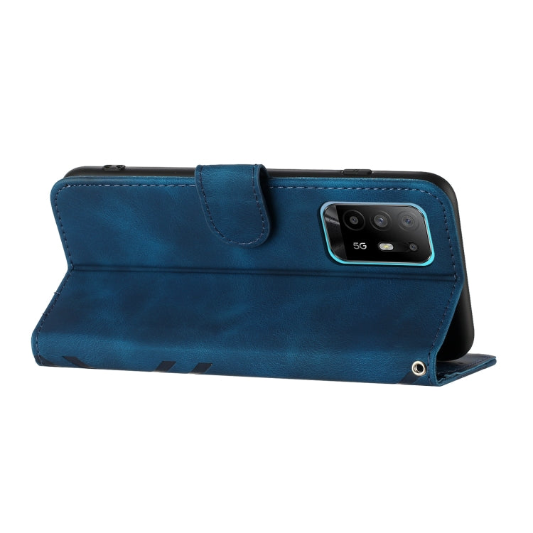 For OPPO Reno6 Z 5G/Reno5 F/Reno5 Lite Line Pattern Skin Feel Leather Phone Case(Royal Blue) by buy2fix
