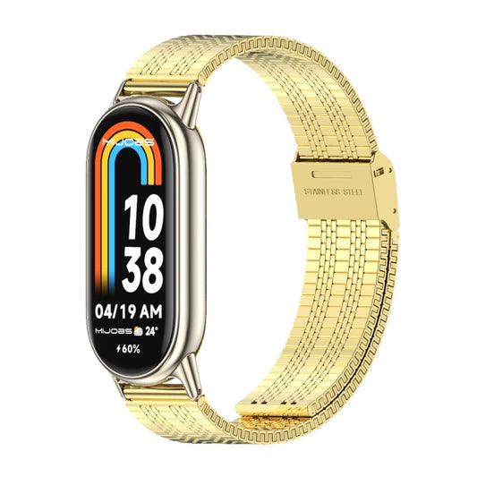 For Xiaomi Smart Band 10 / 9 / 8 Mijobs Stainless Steel Metal Watch Band(Gold+Light Gold) - Watch Bands by MIJOBS | Online Shopping UK | buy2fix