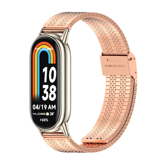 For Xiaomi Smart Band 10 / 9 / 8 Mijobs Stainless Steel Metal Watch Band(Rose Gold+Light Gold) - Watch Bands by MIJOBS | Online Shopping UK | buy2fix