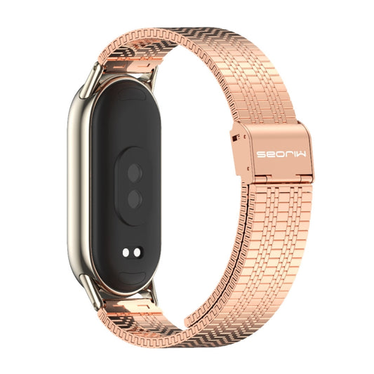 For Xiaomi Smart Band 10 / 9 / 8 Mijobs Stainless Steel Metal Watch Band(Rose Gold+Light Gold) - Watch Bands by MIJOBS | Online Shopping UK | buy2fix
