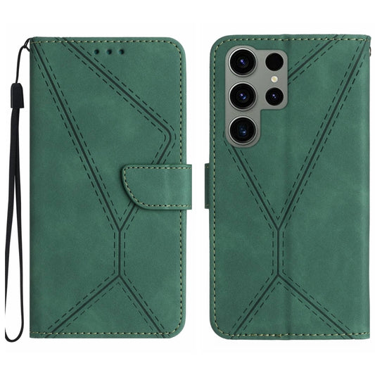 For Samsung Galaxy S23 Ultra 5G Stitching Embossed Leather Phone Case(Green) - Galaxy S23 Ultra 5G Cases by buy2fix | Online Shopping UK | buy2fix