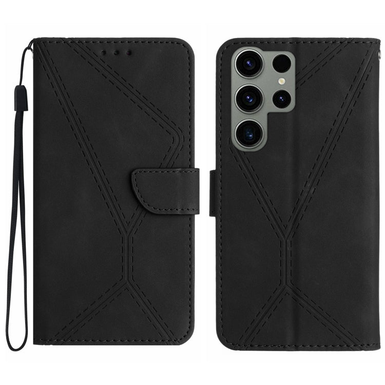 For Samsung Galaxy S23 Ultra 5G Stitching Embossed Leather Phone Case(Black) - Galaxy S23 Ultra 5G Cases by buy2fix | Online Shopping UK | buy2fix